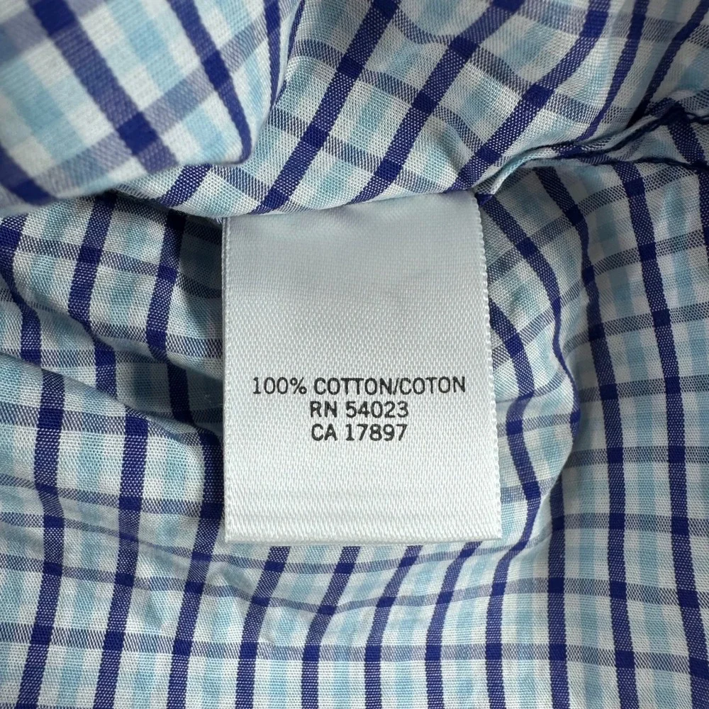 Banana Republic Button Down Mens L Large Blue Check Slim Fit Long Sleeve Cotton